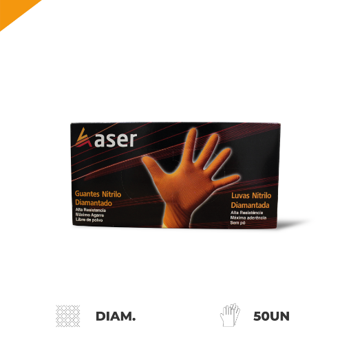 Imagem de Caixa Luvas Laranja Diamantada 50 unidades