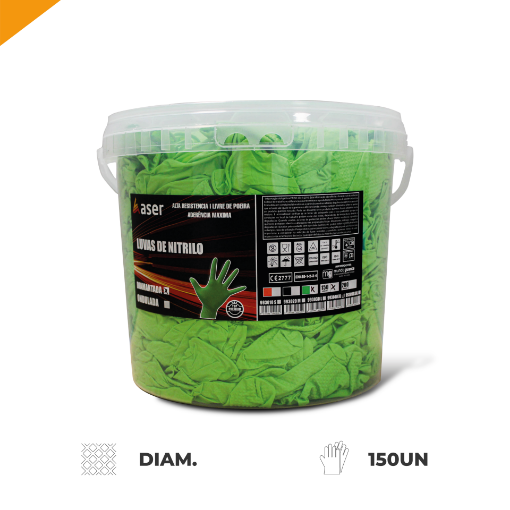 Imagem de Balde Luvas Verde Diamantada 150 unidades