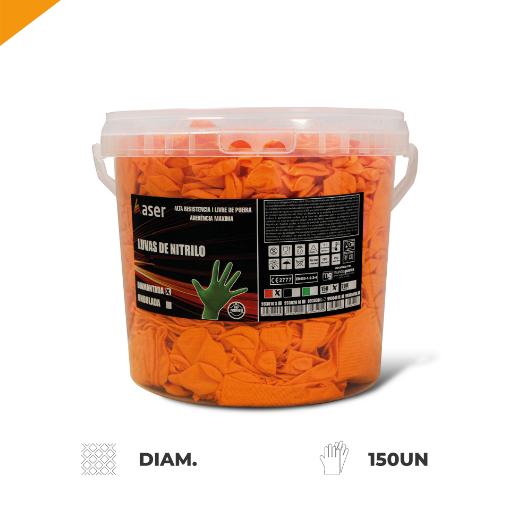Imagem de Balde Luvas Laranja Diamantada 150 unidades