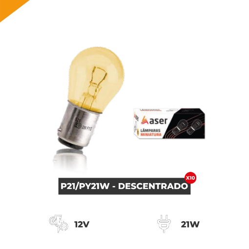 Imagem de Lâmpada Miniatura Amarela P21W/PY21W - Descentrado